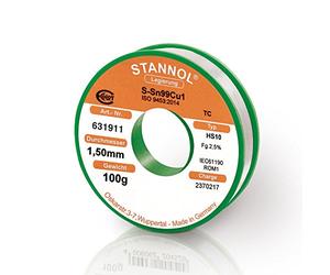 Stannol loetdraht tipo HS10 lega TC sn99cu1, 1,5 mm, 100 G, bobina da 1 pezzi, 631911