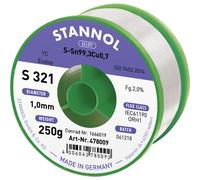 Stannol 631922 S321 2,0% 1,0 mm SN99CU0,7CD Loetzinn, senza piombo, bobina Sn99,3Cu0,7 250 g 1 mm