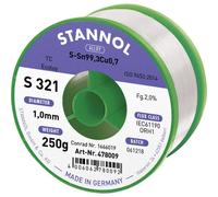 Stannol 631922 S321 2,0% 1,0 mm SN99CU0,7CD Loetzinn, senza piombo, bobina Sn99,3Cu0,7 250 g 1 mm