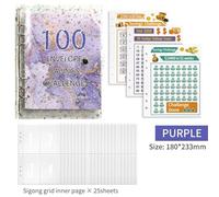 Star 100 Buste Savings Challenge Laser A5 Raccoglitore a fogli mobili Budget con buste for contanti Sistema di organizzazione del denaro per Il Controllo del Budget(Purple set)