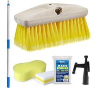 STAR BRITE Combo-3'-6' manico con spazzola in fibra morbida da 20,3 cm (giallo) + articoli in omaggio gancio di fissaggio + gomma da barca + spugna gigante, alluminio, standard