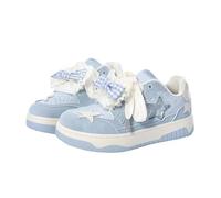 Star Chunky Sneakers da donna scarpe da passeggio con suola spessa e fiocco carino Y2k estetica carina roba, Blu, 38.5 EU