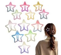 Star Clips - 12 mollette colorate a forma di stella, da donna, con impugnatura colorata, perfette per donne, bambini, feste o uso quotidiano, 33 g, 6 cm