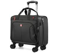 star cloud Borsa per computer portatile a 4 ruote da donna, valigetta con ruote da 17,3 pollici con patta alla moda, nero, Cartella Rolling