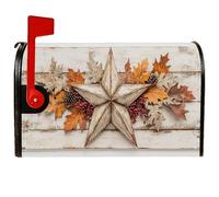 Star - Coperture magnetiche per cassette postali, stile rustico, foglie di fattoria, bacche autunnali, pelle marrone per cassetta delle lettere per giardino, patio, decorazione, 45,7 x 53,3 cm