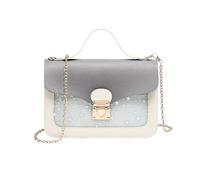 Star Crossbody Bag per donne ragazza piccolo quadrato pacchetto moda spalla PU Messenger pochette borse donna PU spalla moda stella borsa a tracolla pacchetto quadrato, Grigio chiaro, One Size