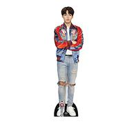 STAR CUTOUTS - Sagoma a grandezza naturale, in cartone, con sagoma da scrivania in omaggio, motivo: Jeon Jung-Kook (Jungkook) dei Bangtan Boys con giacca rossa, CS749, multicolore