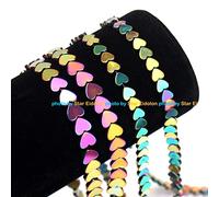 Star Eidolon Ematite Naturale Perline Sciolto Pietra Semi Preziosa Potere Curativo di Energia Perline, per Creare Gioielli Fai da Te, 39cm/filo (6mm, Multicolore a Forma di Cuore)