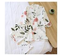 `Star Empty Pigiami da Donna Stile Giapponese Stile Kimono in Cotone Stile Fresco Pigiama Abito Femminile Casual Primavera ed Estate Pigiama Pigiama Servizio a Due Pezzi (Color : White, Size : M)