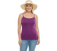 STAR FASHION - Canotta da donna a strati con spalline sottili, lunga, canotta aderente, canotta con spalline sottili, canotta aderente, canotta in jersey, canottiera da donna, taglie UK 8-26, Viola