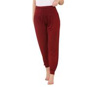 STAR FASHION Pantaloni harem da donna con coulisse in vita elasticizzati pantaloni hareem da donna con risvolto alla caviglia tinta unita pantaloni harem, vino, XL