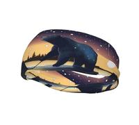 Star Fishing Bear Pattern Sport Sweatband Fasce per la testa per donne uomini adatto per corsa, yoga, fitness, calcio