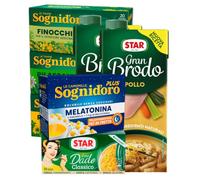 Star Gran Brodo di Pollo 1L + Brodo di Carne Mista 1L + Il Mio Dado Classico Confezione da 30 + Sognid'oro Camomilla 16 Filtri + Tisane Regolarità Finocchio e Rilassante 3 Confezioni da 20 Filtri