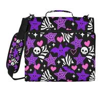 Star Heart Skull Leopard Zebre viola Y2k 3 anelli cerniera raccoglitore con cinghia include tasca con cerniera organizer per documenti per studenti di medie dimensioni