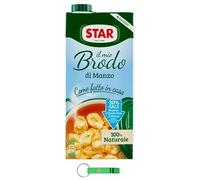 STAR Il Mio Brodo di Manzo - 30% sale, 4 x 1 l, brodo liquido pronto, 100% naturale, senza conservanti, senza glutine + portachiavi Beni Culinari