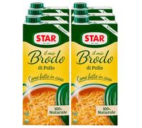Star Il Mio Brodo di Pollo 100% Naturale Come Fatto in Casa Brodo Liquido Pronto con Verdure e Carne Ingredienti Naturali Senza Glutine e Senza Conservanti - 6 Confezioni da 1L
