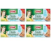 Star: "Il Mio Dado Vegetale - 30% di Sale" Cubetti di Bouillon, Gusto Vegetale Confezione da 4 Scatole da 10 Cubetti, 10g Ogni Cubo