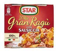 STAR Il Mio GranRagù con Salsiccia, 2 x 180g, ragù tradizionale, 100% carne italiana controllata, con un tocco di pregiato Montepulciano d'Abruzzo Doc. Senza conservanti e senza glutine.