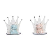 Star Import Italy Orsetto Crown con Base H 8,5 Cm Legno Rosa Bomboniera 1 Pz
