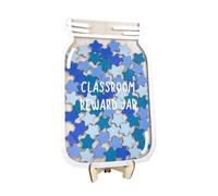 Star Jar Reward System with Stand, Wooden Reward Jar with 64 Stars, Kids Good Behavior Management Tool for Home School Classroom