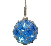 Star "Noè" palla di vetro con 8 luci a LED con blu filato netto, cavo trasparente, diametro 14 cm, quattro colori cartone 457-42