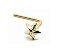 Star Nose Stud 9ct 9K oro massiccio 3D rialzato stella L borchia piegata...