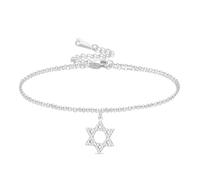 Star of David Bracciale per donne e uomini regolabile con ciondolo a forma di stella ebraica di David braccialetto con ciondolo esagonale protezione ebraica Hanukkah gioielli regali (Argento 1)