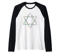 Star of David - Luci Natalizie Colorate Maglia con Maniche Raglan