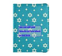 Star Of David - Portafoglio in pelle per passaporto e carte di vaccino, porta passaporto, badge identificativo, porta carte di credito, impermeabile, Stella di David blu, 1 size