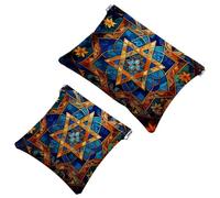 Star of David - Trousse per cosmetici, tascabile, impermeabile, da viaggio, senza cerniera, da donna, Multicolore 09, 7.1x5.8 inch/4.7x4.5 inch