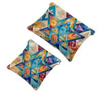 Star of David - Trousse per cosmetici, tascabile, impermeabile, da viaggio, senza cerniera, da donna, Multicolore 02, 7.1x5.8 inch/4.7x4.5 inch