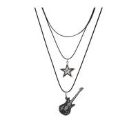 Star pendant, retro punk rock guitar layered necklace, women and men, bar party jewelry(Necklace set)