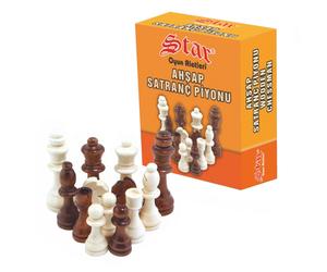 STAR Scacchi IN Legno Pezzi Set No.3, 32 Chessmen Con Box, Realizzata A Tacchino