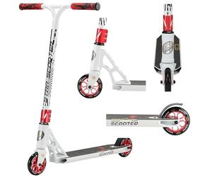 STAR SCOOTER Freestyle Stunt Scooter professionale Monopattino per adulti e bambini da 8 anni | HIC 110mm Pro | Bianco Rosso