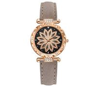 Star SetGift - Orologio da polso al quarzo, da donna, con cinturino in pelle, Grigio, One Size