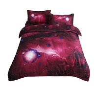 Star Sky Moon Night Duvet Cover Red Queen Size 4pcs