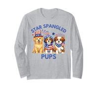 Star Spangled Pups Patriotic Dogs 4 luglio Graphic Maglia a Manica