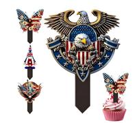 Star Spanglez Stakes, Independence Day Garden Stakes 4 Pack Acrylic Decorative Set, Outdoor Patriotic Yard Display Pieces, Lightweight Weather Resistant Decor, Festival Party Use