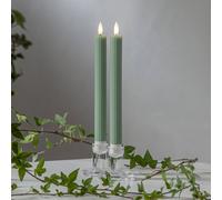 STAR TRADING Candela LED Flamme Striscia, verde, 25 cm, batteria a cera set da 2 STAR TRADING