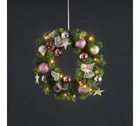 STAR TRADING Corona LED abete Noel con decori argento/rosa STAR TRADING