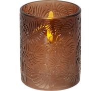 Star Trading - LED Block Light Flame Leaf - 12,5 cm - Brown