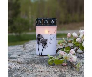 STAR TRADING Luce di tomba a LED Dandelion, 12 cm bianco/nero plastica batteria STAR TRADING