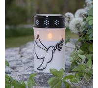 STAR TRADING Luce grave a LED Colomba, plastica bianca/nera Batteria da 12,5 cm 063-78-1