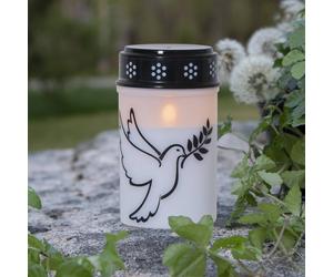 STAR TRADING Luce grave a LED Colomba, plastica bianca/nera Batteria da 12,5 cm STAR TRADING