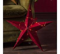 STAR TRADING Stella Velvet e catena luminosa LED Dew Drop rossa STAR TRADING