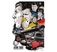 Star Trek Boldly Go - 50th Anniversary 60 x 80 cm Stampa su Tela, Multicolore