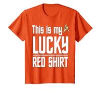 Star Trek: La Serie Originale La mia Camicia Rossa fortunata Maglietta, Bambini, Arancio, 8 Anni