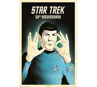 Star Trek Maxi Poster Scritta 50th Anniversary (Lingua Italiana Non Garantita) e Spock Che raffigura 5 e 0, Multicolore