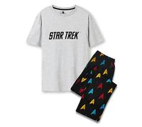 Star Trek Pigiama Uomo | T-Shirt Grafica Grigia a Maniche Corte con Logo Classico per Adulti e Pantaloni a Gamba Lunga con Stampa Nera all-Over Pjs | Badge Loungewear Abbigliamento Trekkie