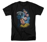 Star Trek Tra Le Stelle Classic Crew Kirk Spock T-Shirt Uomo Licenziata CBS